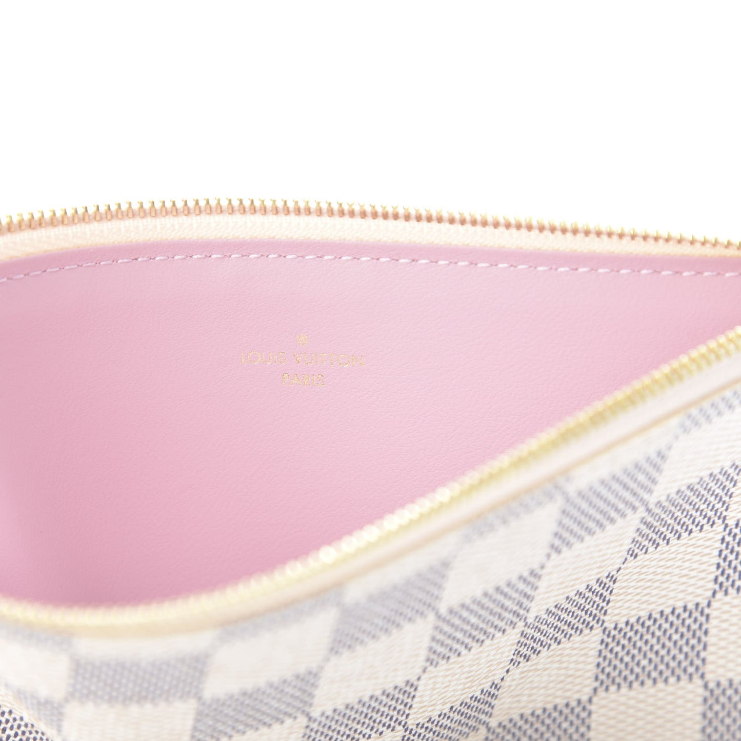 Damier Azur Felicie Chain Wallet Zippered Insert Rose Ballerine
