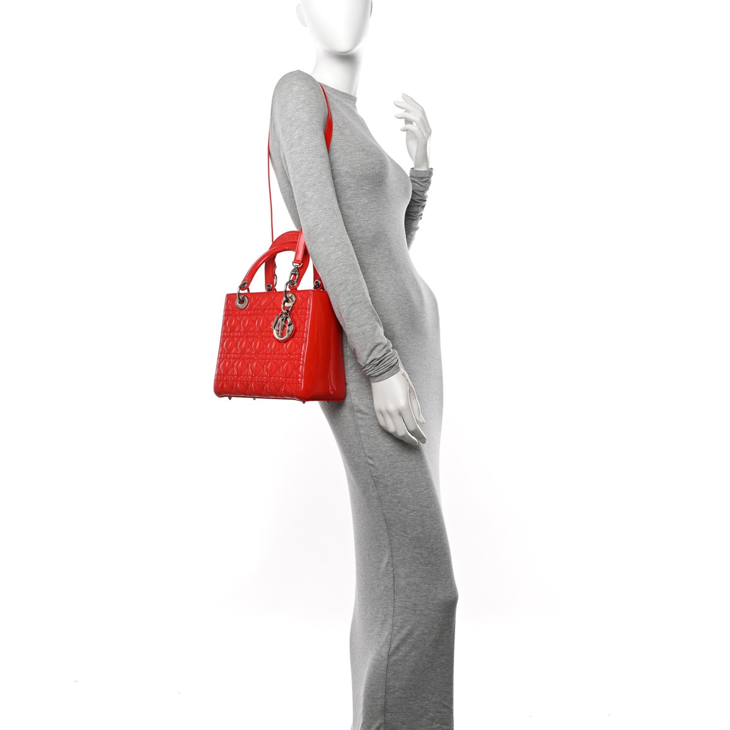 Patent Cannage Medium Lady Dior Fuchsia