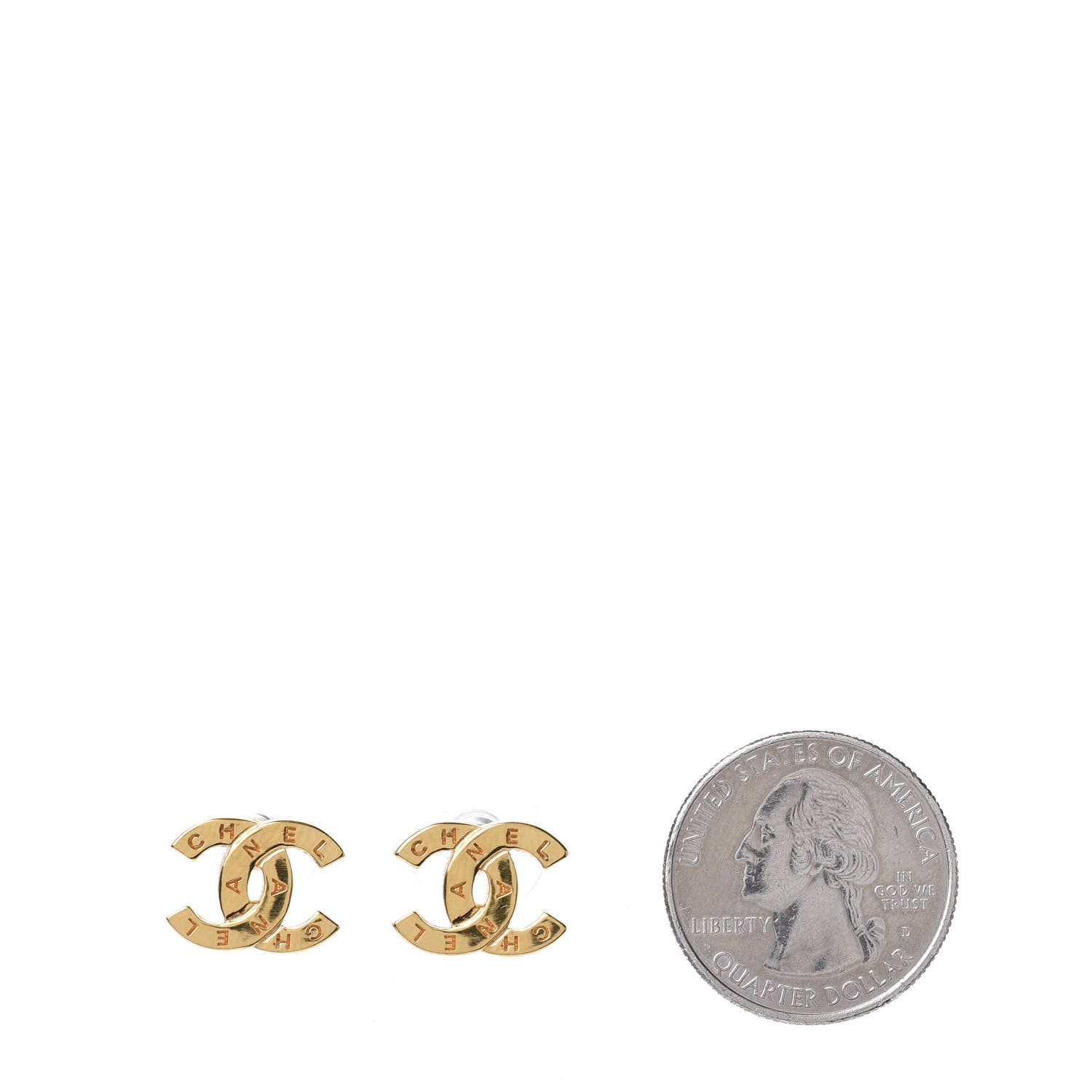 Chanel Metal CC Paris Button Stud Earrings Gold 2 of 4