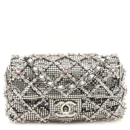 Chanel Chain Mail Crystal Quilted Mini Flap Argent 1 of 10