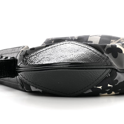 Burberry Patent Nylon Beat Check Floral Print Hobo Black 8 of 12
