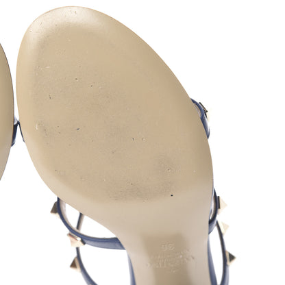 Valentino Garavani Calfskin Rockstud 60mm Caged Slide Sandals 36 Light Ocean 10 of 11