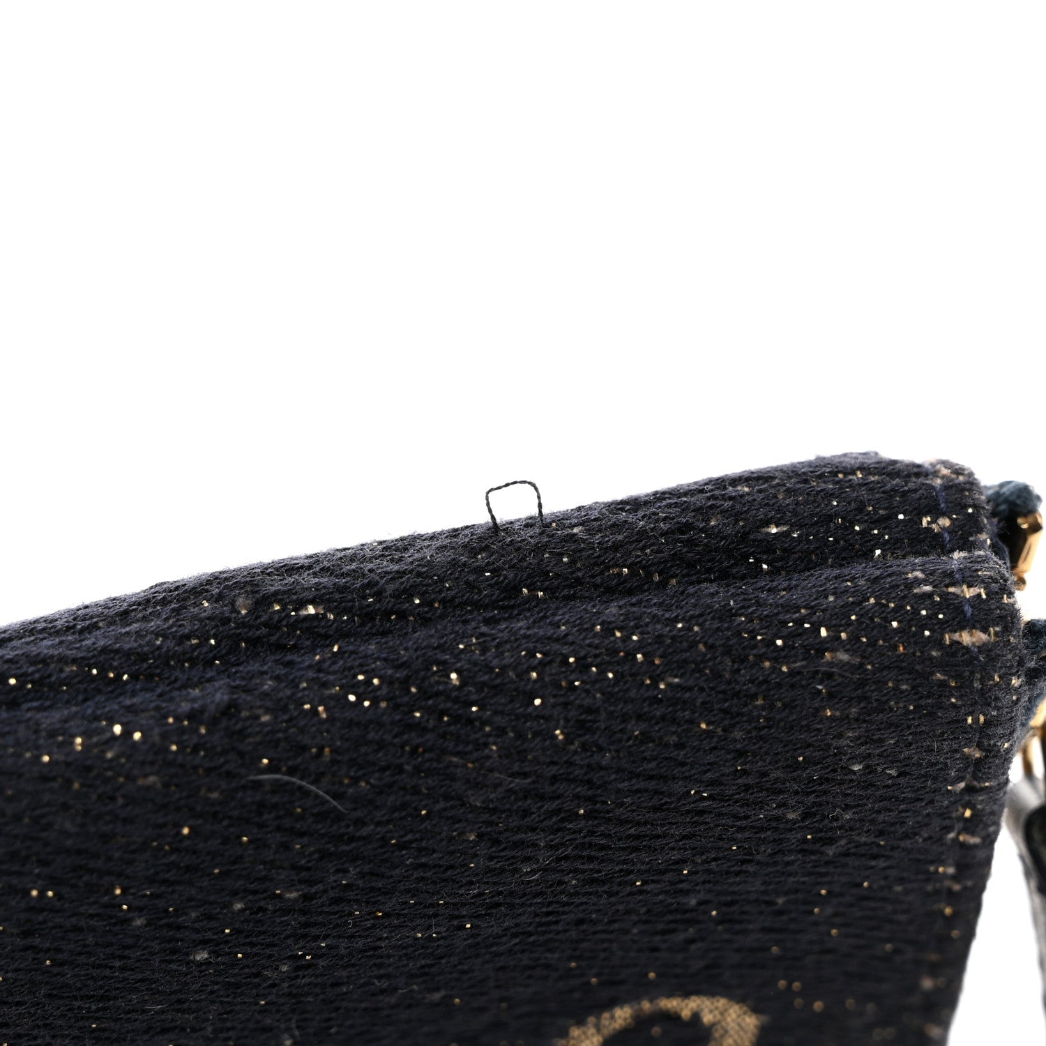 Chanel Lurex Canvas Deauville Cosmetic Pouch Navy Blue Gold 9 of 12