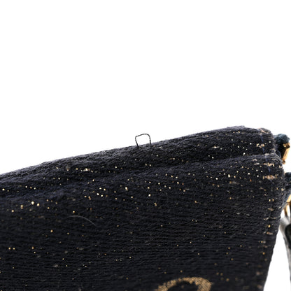 Chanel Lurex Canvas Deauville Cosmetic Pouch Navy Blue Gold 9 of 12