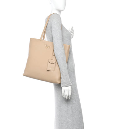 Prada Vitello Daino Soft Large Tote Bag Sabbia 2 of 9