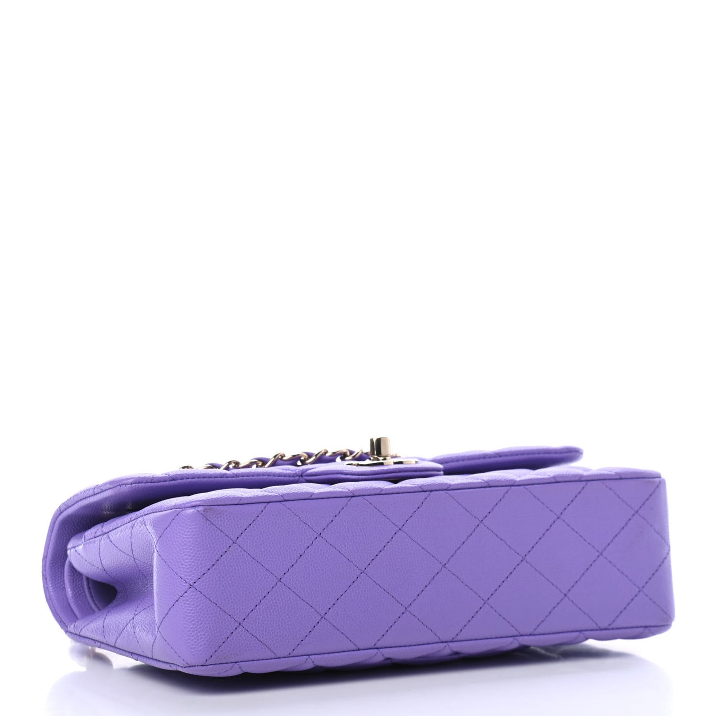 Caviar Quilted Small Double Flap Purple