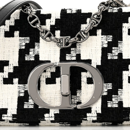 Christian Dior Tweed Macro Houndstooth Small Caro Bag Black White 8 of 11