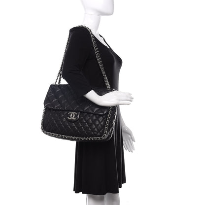 Chanel Washed Lambskin Quilted Maxi Chain Around Flap Black 2 of 11