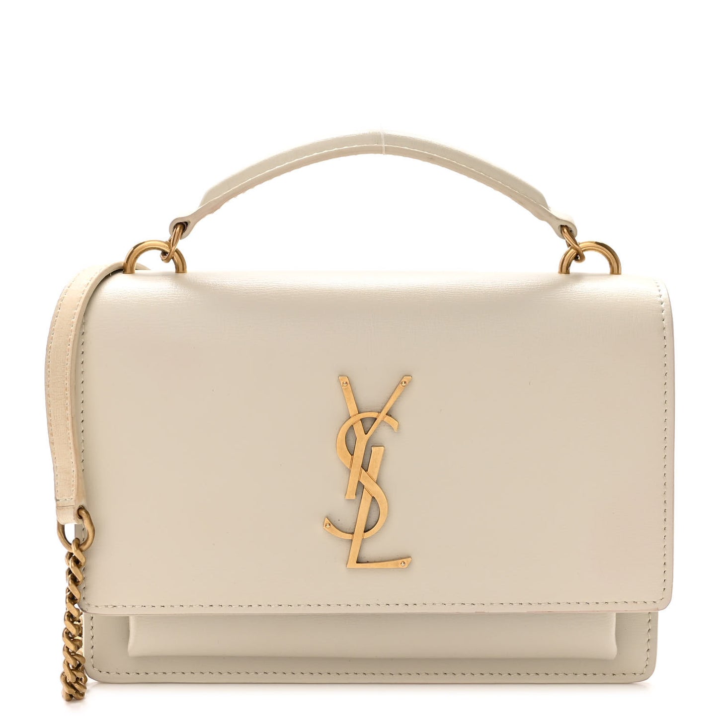 Calfskin Monogram Sunset Chain Wallet Blanc Vintage