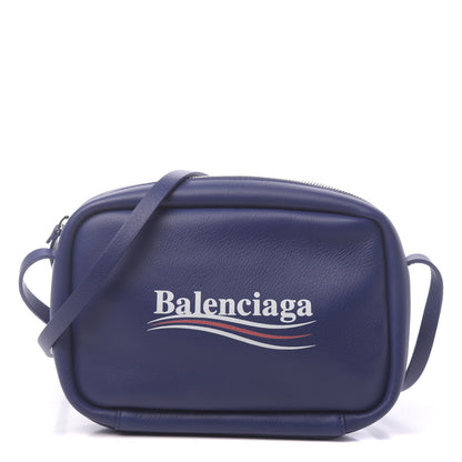Balenciaga Calfskin Political Campaign Logo S Everyday Camera Bag Bleu 1 of 10