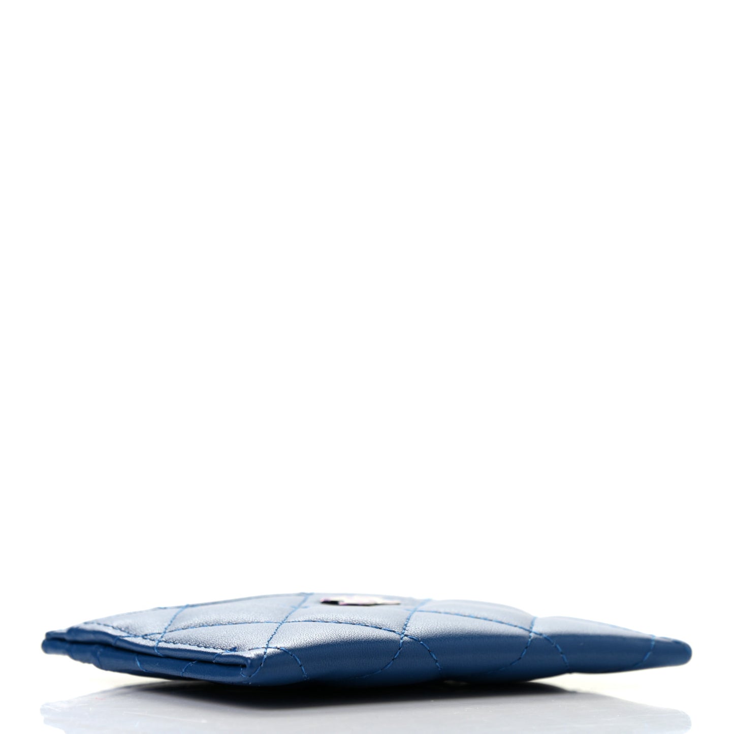 Lambskin Quilted Card Holder Blue Pink