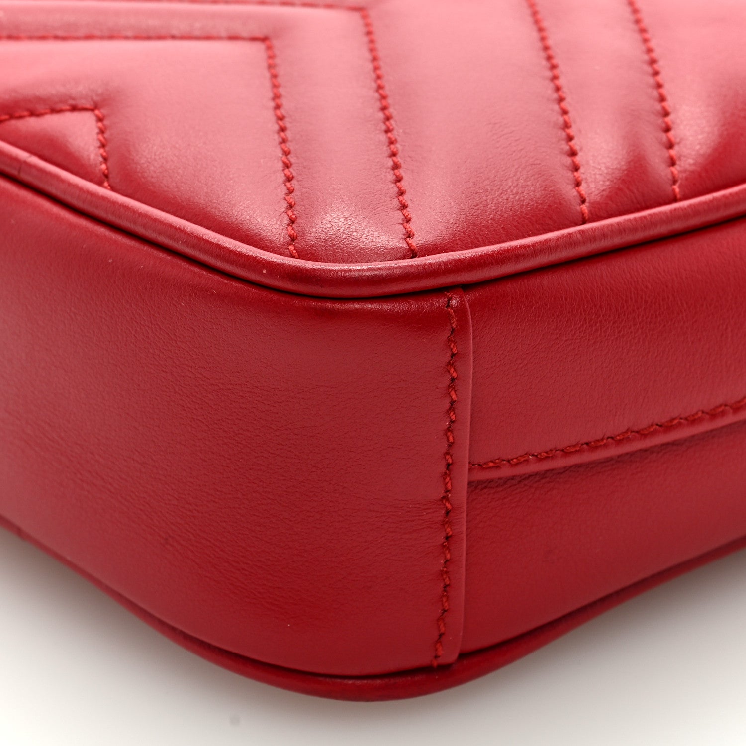 Gucci Calfskin Matelasse Mini GG Marmont Crossbody Bag Hibiscus Red 8 of 8