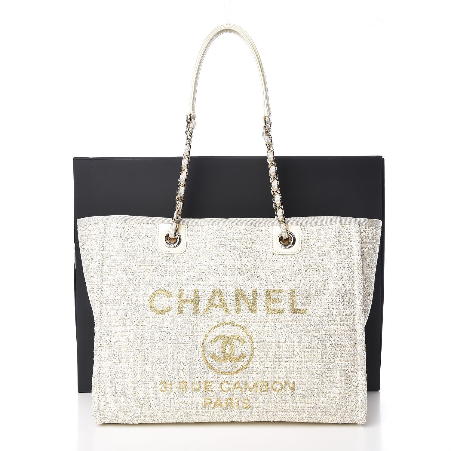 Chanel Woven Straw Raffia Small Deauville Tote Light Beige 10 of 10