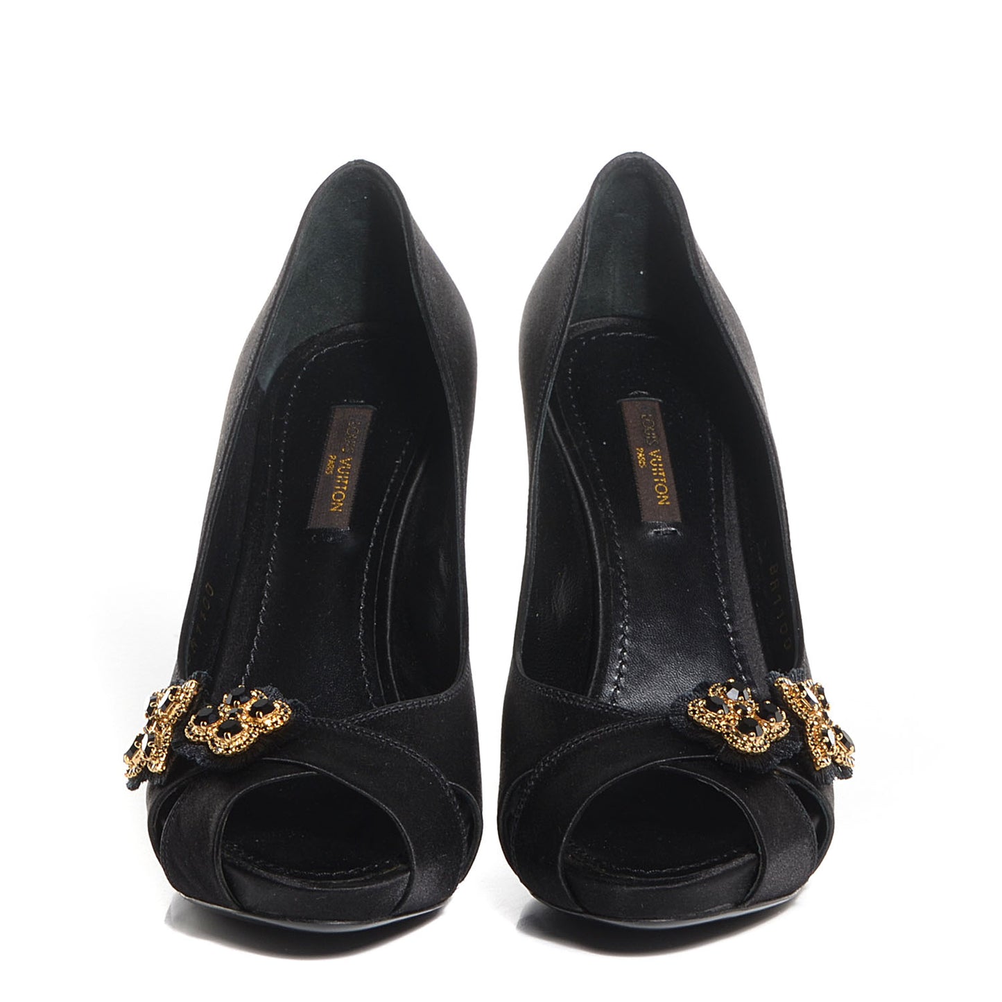 Satin Athen Peep Toe Pumps 36 Black
