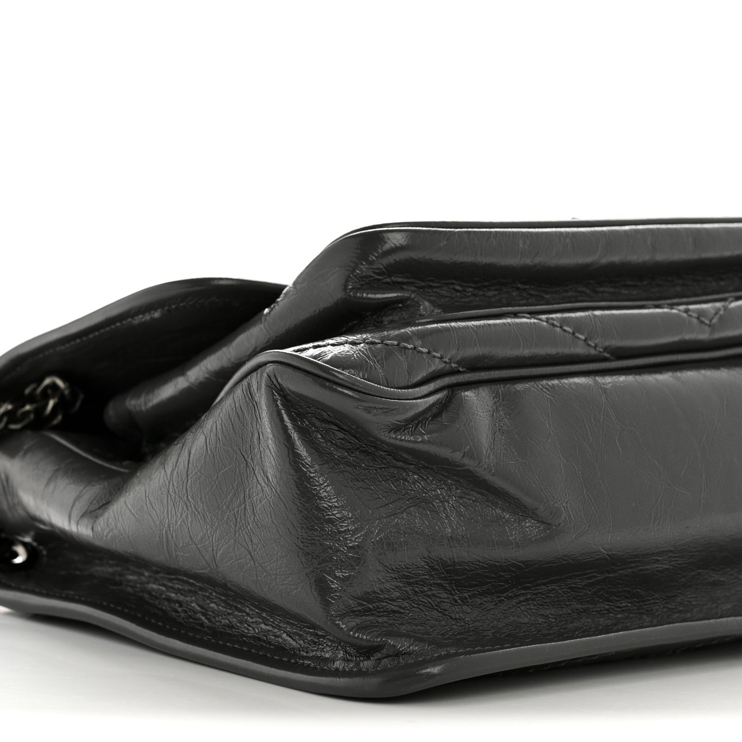 Crinkled Calfskin Matelasse Monogram Medium Niki Chain Satchel Storm