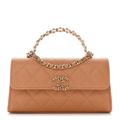 Chanel Caviar Quilted Chain Match Top Handle Phone Holder With Chain Beige 1 of 10