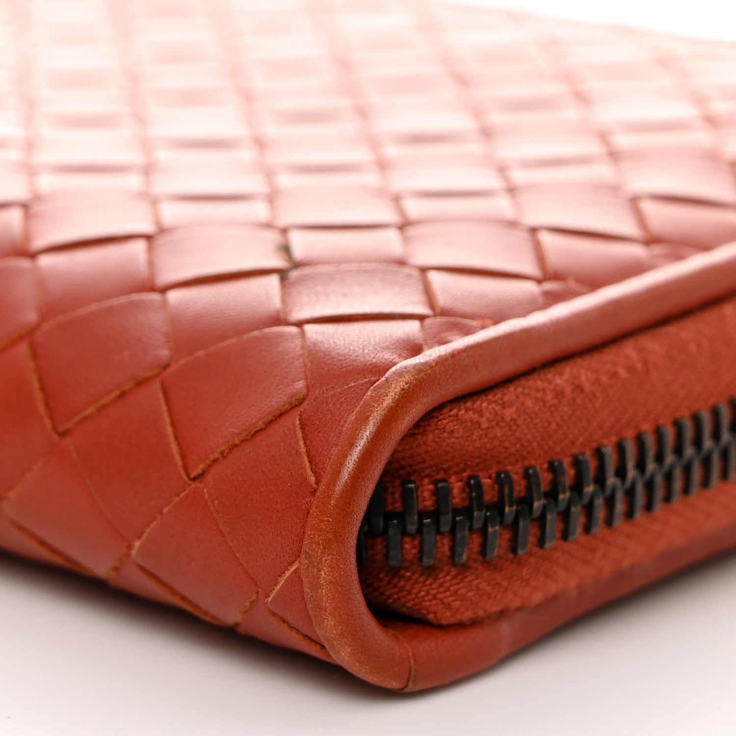 Bottega Veneta Nappa Intrecciato Zip Around Wallet Rust 9 of 11