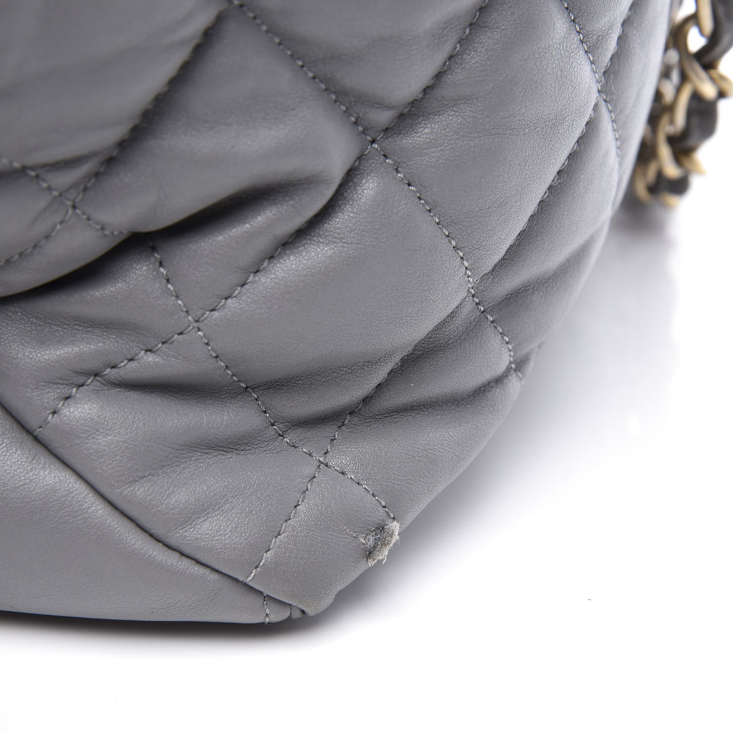 Calfskin Quilted Large Soft Elegance Tote Grey
