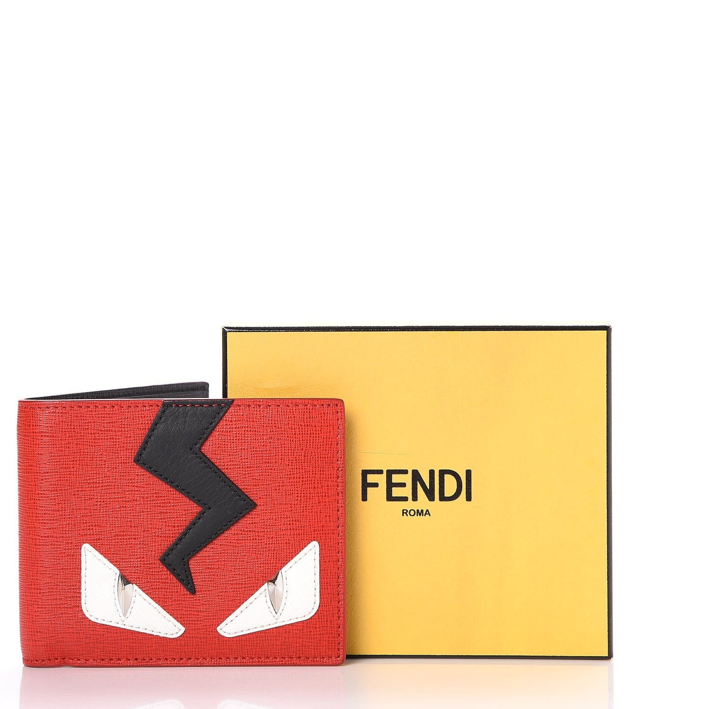 Vitello Elite Flamingo Lightning Monster Eyes Bi-Fold Wallet Rosso White Black