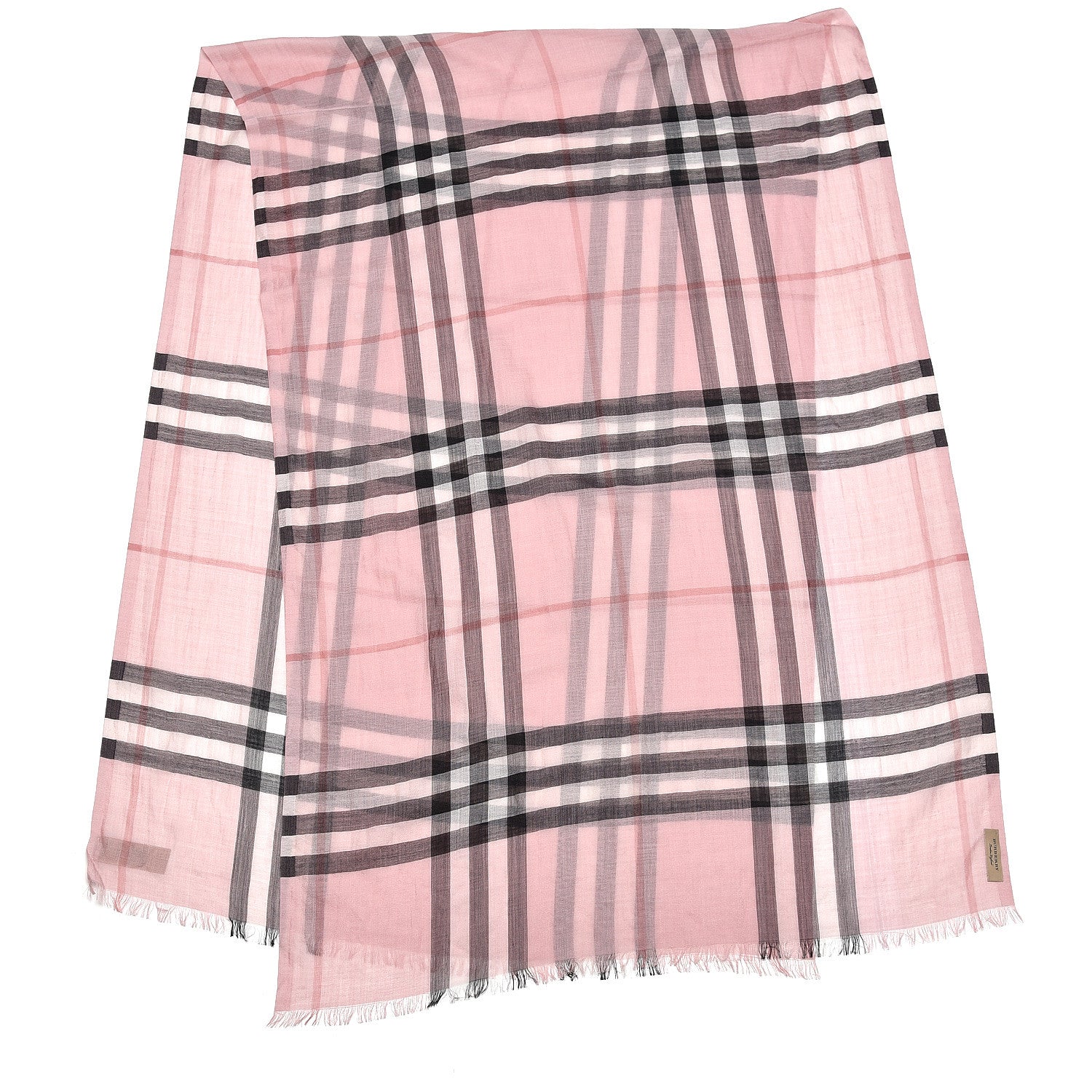 Burberry Wool Silk Gauze Giant Check Scarf Alabaster Pink 3 of 5