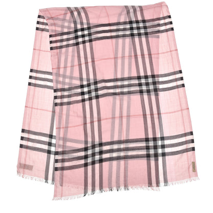Burberry Wool Silk Gauze Giant Check Scarf Alabaster Pink 3 of 5