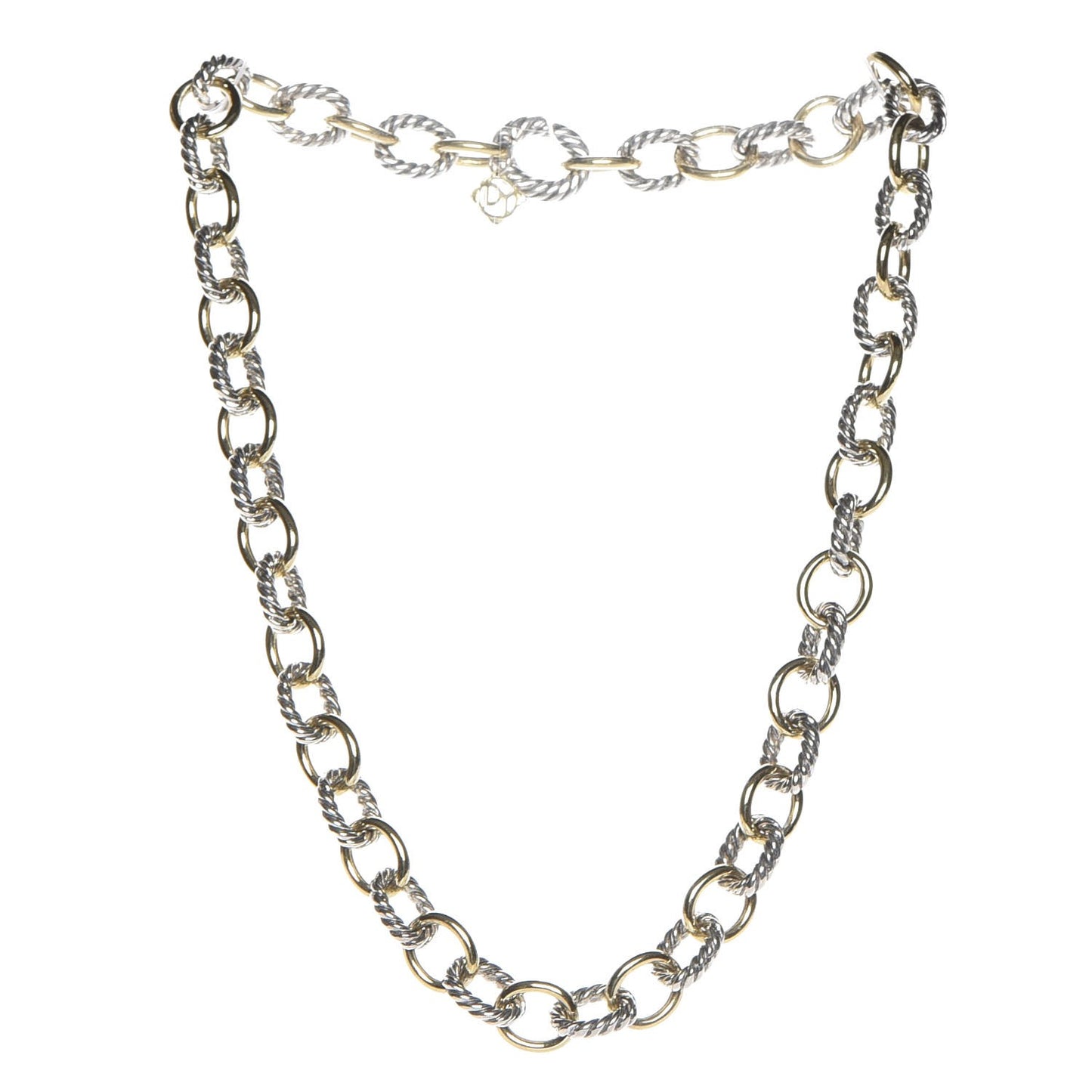 Sterling Silver 18K Yellow Gold 10mm Medium Oval Link Necklace