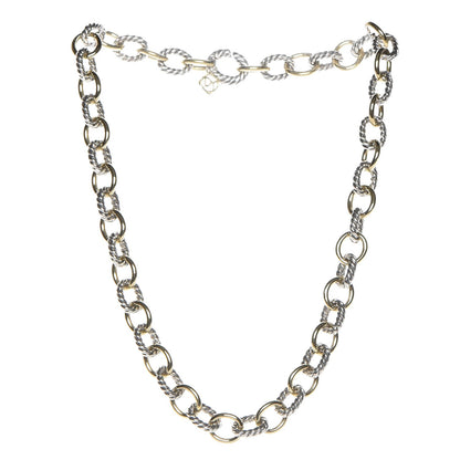 David Yurman Sterling Silver 18K Yellow Gold 10mm Medium Oval Link Necklace 3 of 6