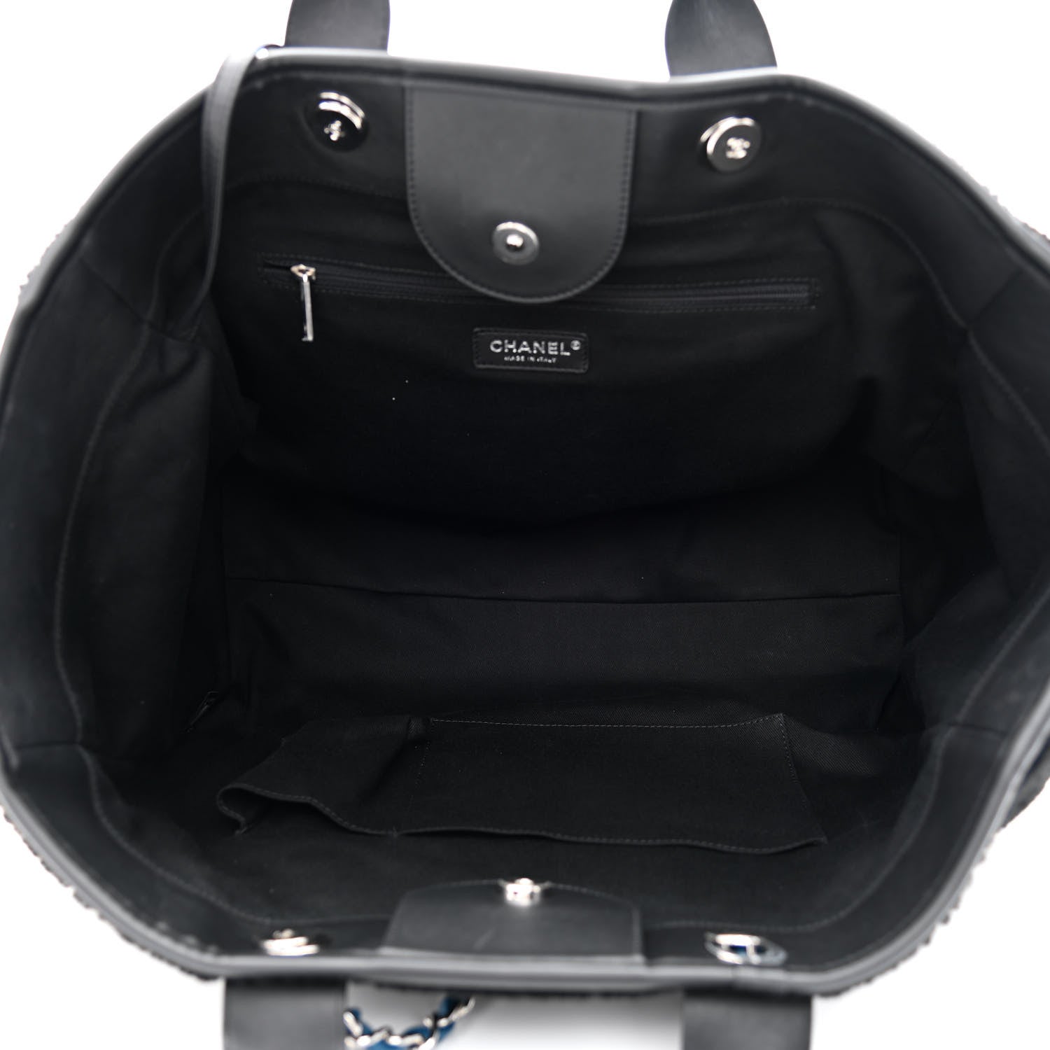 Chanel Shearling Large Deauville Tote Black 5 of 11