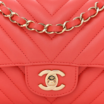 Chanel Lambskin Chevron Quilted Mini Rectangular Flap Red 9 of 11