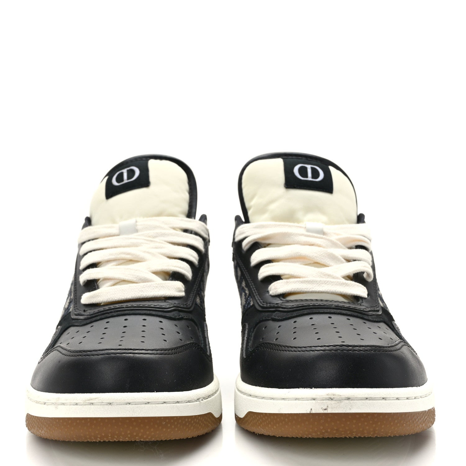Christian Dior Smooth Calfskin Jacquard Oblique Mens B27 Low Top Sneakers 42 Black Blue 1 of 8