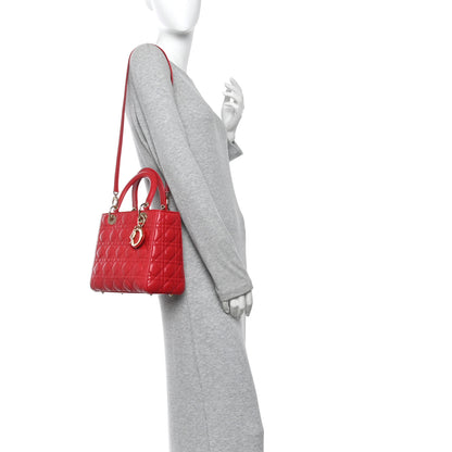 Christian Dior Lambskin Cannage Medium Lady Dior Red 2 of 10