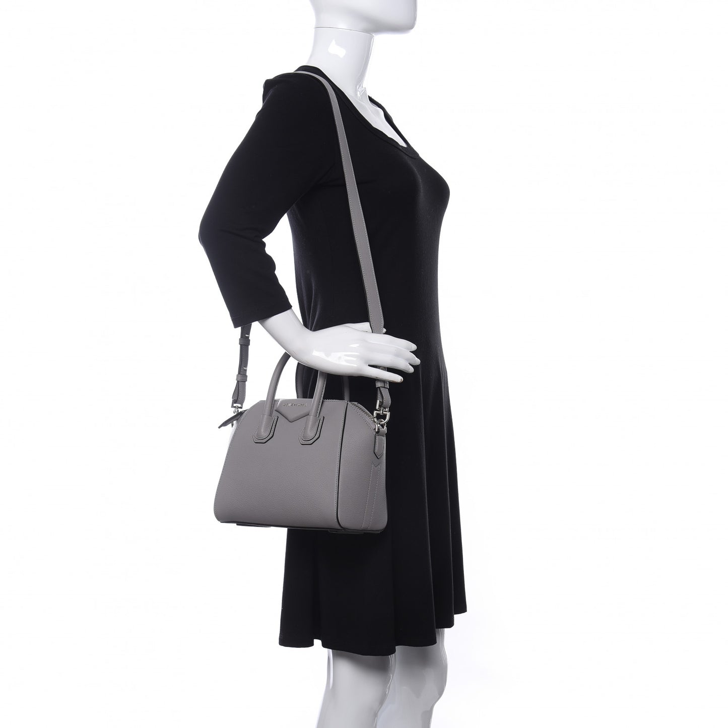 Sugar Goatskin Mini Antigona Pearl Grey