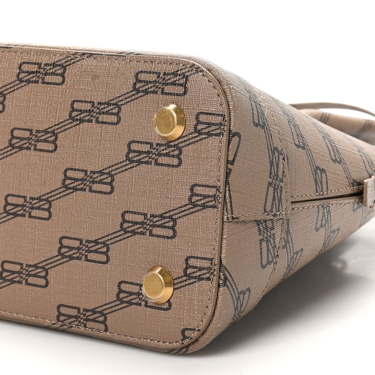 Coated Canvas BB Monogram S Ville Top Handle Bag Beige Brown