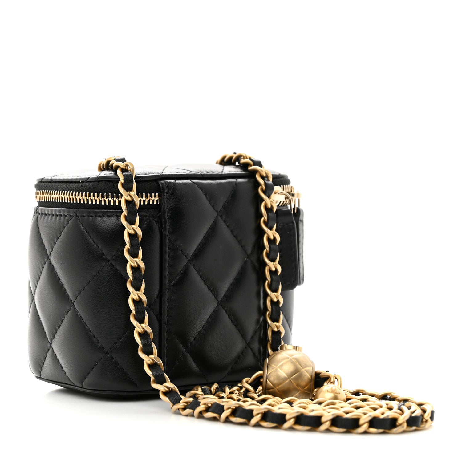 Chanel Lambskin Quilted Mini Pearl Crush Vanity Case With Chain Black 3 of 11