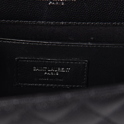 Saint Laurent Grain De Poudre Textured Mixed Matelasse Triquilt Medium Monogram Satchel Black 7 of 10