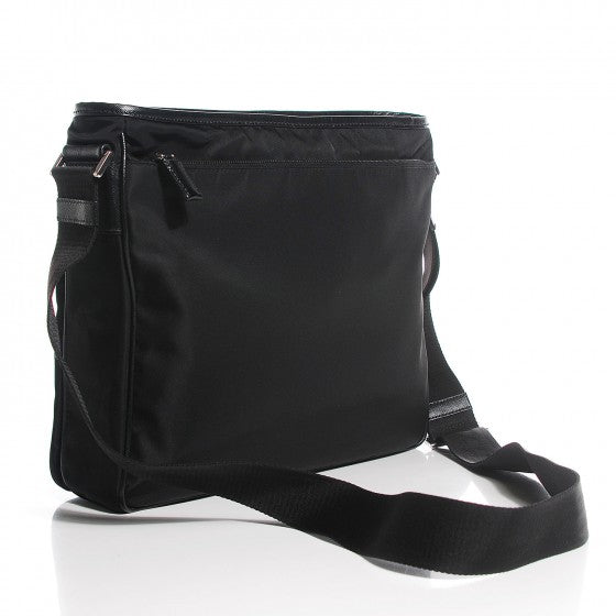 Prada Tessuto Nylon Saffiano Flat Messenger Bag Black 3 of 18