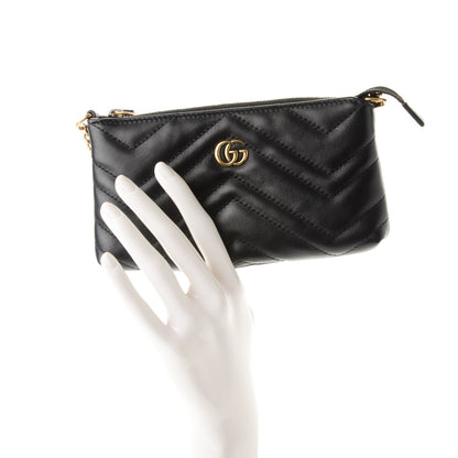 Gucci Calfskin Matelasse Mini GG Marmont Chain Bag Black 2 of 7
