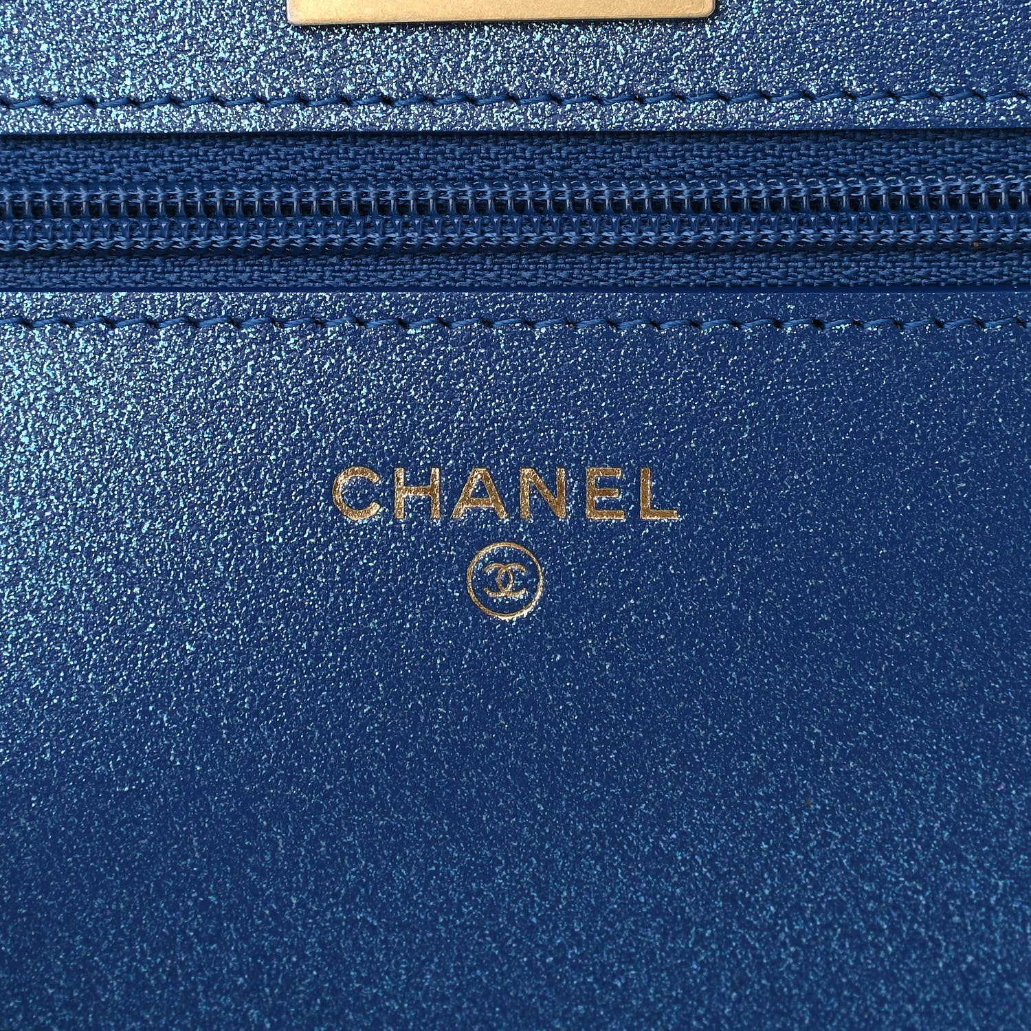 Chanel Metallic Aged Calfskin Quilted 2.55 Reissue Wallet on Chain WOC Blue 6 of 11
