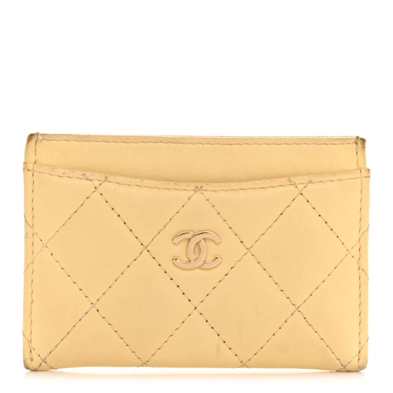 Chanel Lambskin Quilted Card Holder Yellow 1 of 14