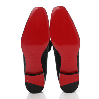 Christian Louboutin Fabric Chevron Mens Tassel Serge Officialito Flat Loafers 45 Black 5 of 7