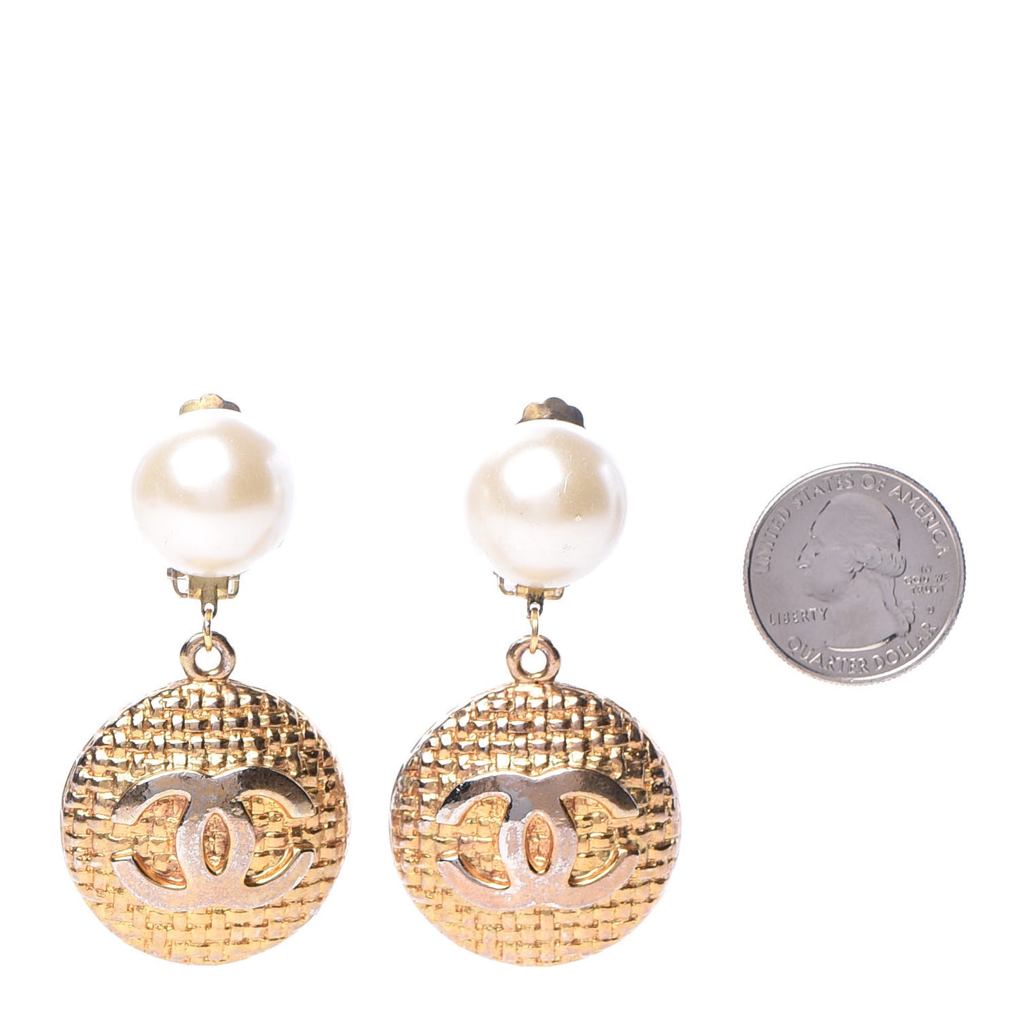 Pearl CC Drop Earrings Gold