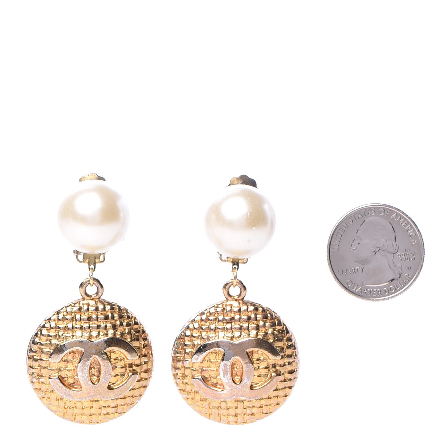 Chanel Pearl CC Drop Earrings Gold 2 of 6
