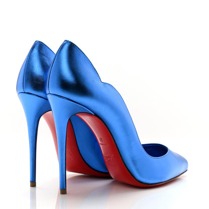 Christian Louboutin Metallic Patent Hot Chick 100 Pumps 37 Blue 4 of 10