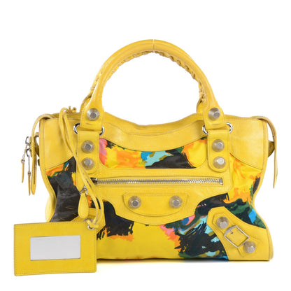 Balenciaga Agneau Canvas Floral Giant 21 Silver Hardware City Bouton D or 1 of 12
