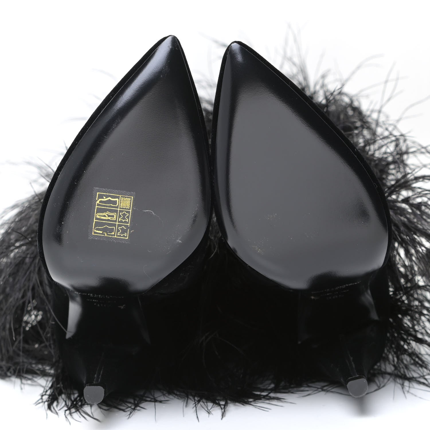 Saint Laurent Velluto Master Ostrich Yeti 110 Over The Knee Boots 38.5 Black 6 of 11