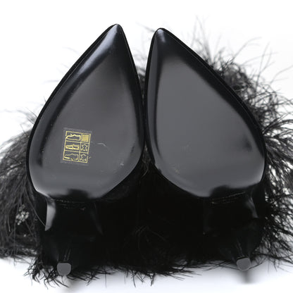Saint Laurent Velluto Master Ostrich Yeti 110 Over The Knee Boots 38.5 Black 6 of 11