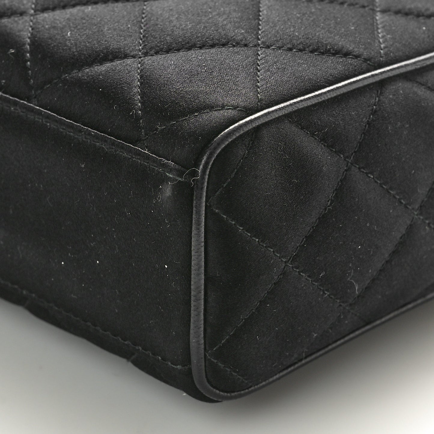 Satin Quilted Tassel Camera Case Black