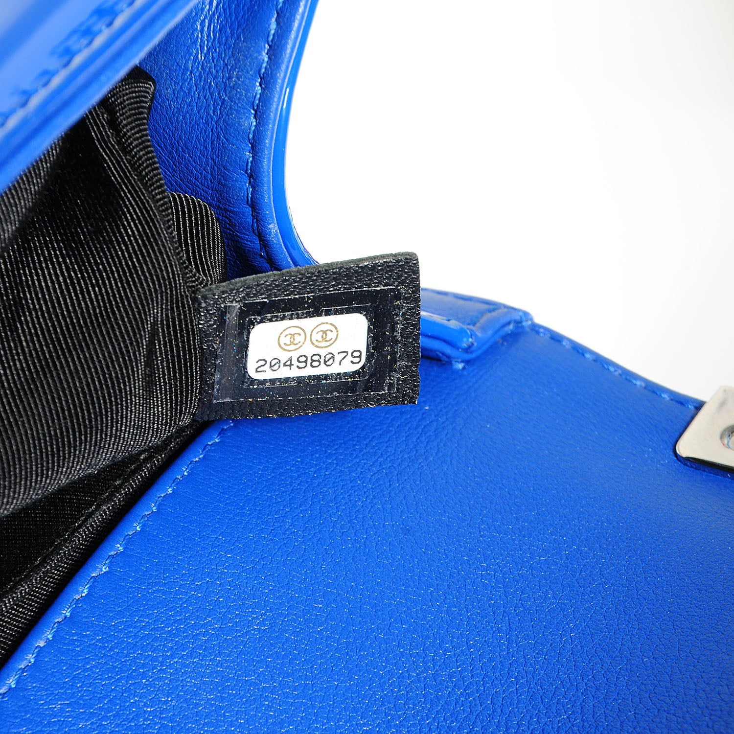Chanel Patent Leather Medium Boy Flap Plexiglass Blue 6 of 7
