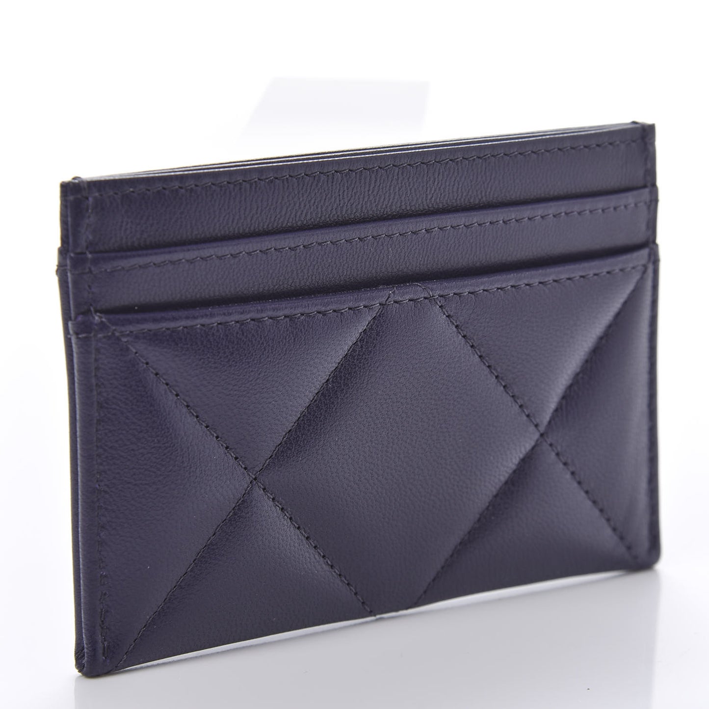 Shiny Goatskin Quilted 19 Card Holder Purple