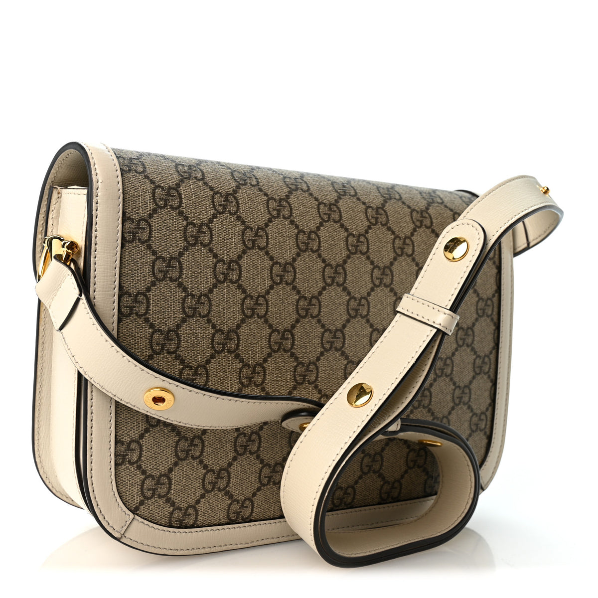 GG Supreme Monogram Horsebit 1955 Shoulder Bag Beige Mystic White